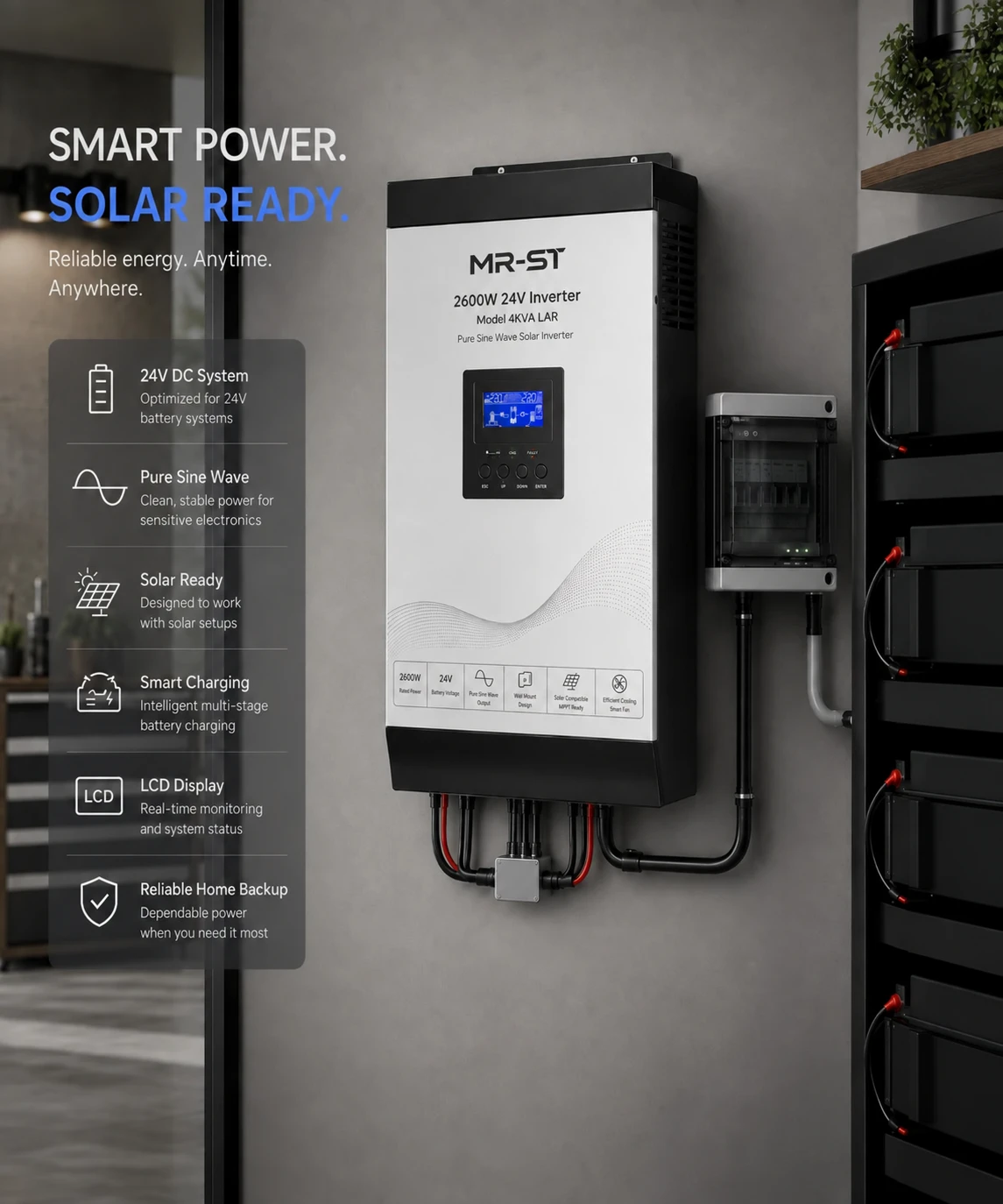 MR-ST 2600W 24V Inverter wall installation